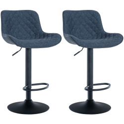 Ensemble de 2 tabourets de bar en tissu Minosa bleu