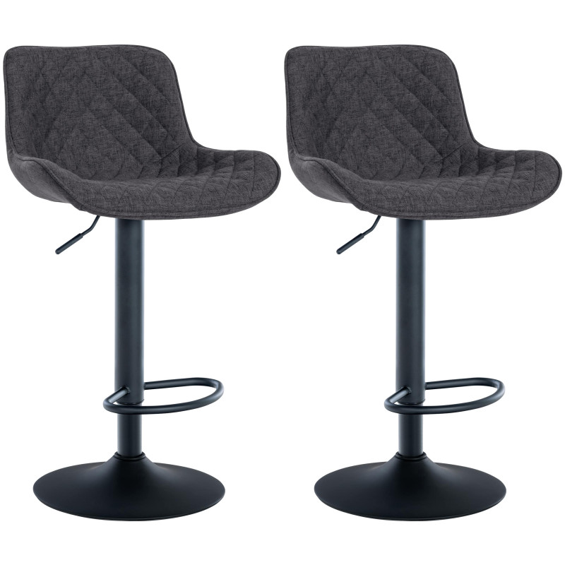 Ensemble de 2 tabourets de bar en tissu Minosa noir