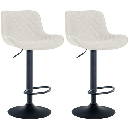 Ensemble de 2 tabourets de bar Minosa en tissu crème