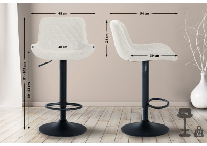 Ensemble de 2 tabourets de bar Minosa en tissu crème