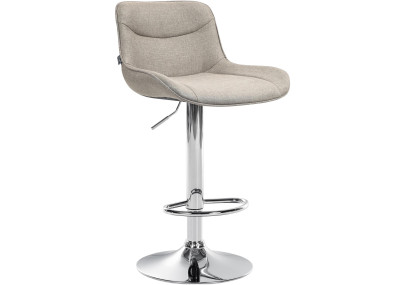 Tabouret de bar Vonore, tissu, chrome, taupe