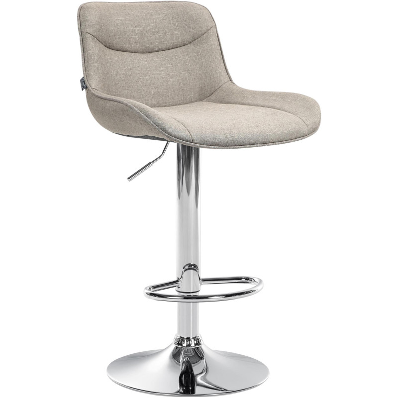Tabouret de bar Vonore, tissu, chrome taupe