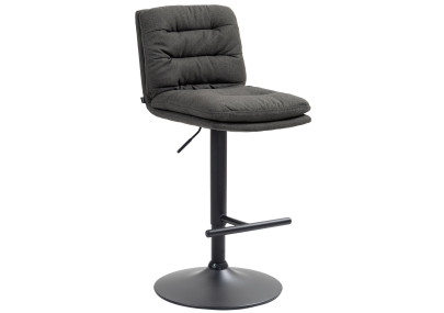 Tabouret de bar Damar, tissu : noir/gris foncé