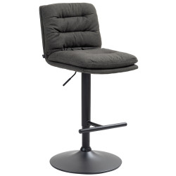 Tabouret de bar Damar, tissu : noir/gris foncé