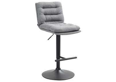 Taburete de bar Damar, tapizado en tela, negro/gris