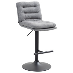 Tabouret de bar Damar, tissu noir gris