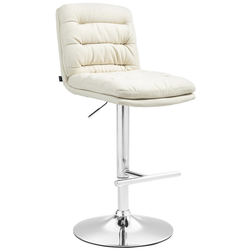 Tabouret de bar Damar, tissu, chrome, crème