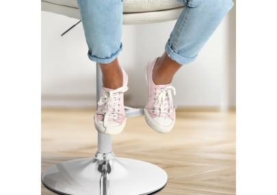 Tabouret de bar Damar, tissu, chrome, crème