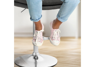 Tabouret de bar Damar, tissu, chrome, gris foncé