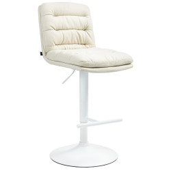 Tabouret de bar Damar, tissu blanc crème