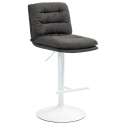 Tabouret de bar Damar, tissu blanc/gris foncé