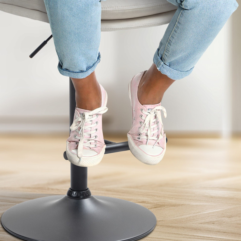 Tabouret de bar en velours Damar, noir crème