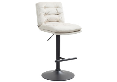 Tabouret de bar en velours Damar, noir et crème