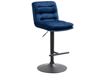 Taburete de bar de terciopelo Damar, negro y azul