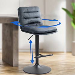 Tabouret de bar Damar, velours, noir/gris foncé