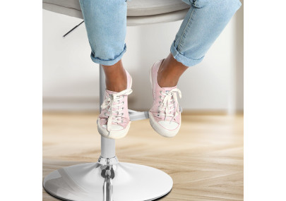 Tabouret de bar en velours Damar, chromé, crème