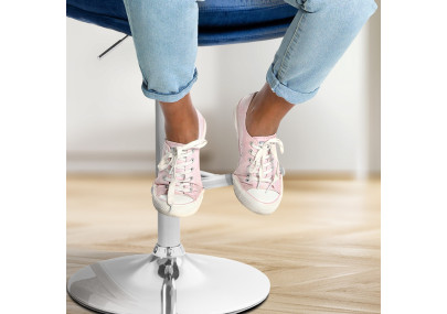 Tabouret de bar en velours Damar, chromé, bleu