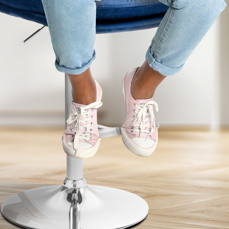 Tabouret de bar en velours Damar, chromé bleu