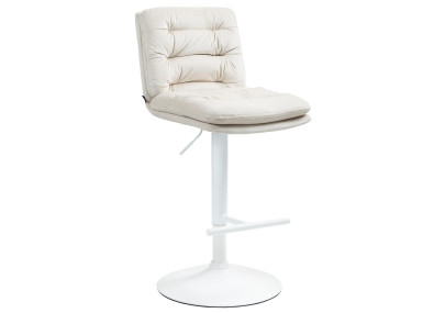 Tabouret de bar en velours Damar, blanc/crème