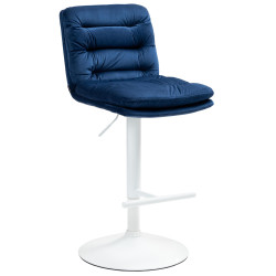 Tabouret de bar en velours Damar, blanc/bleu