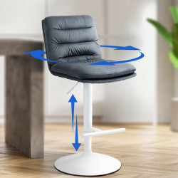 Tabouret de bar en velours Damar, blanc gris foncé