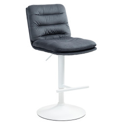 Tabouret de bar en velours Damar, blanc gris foncé