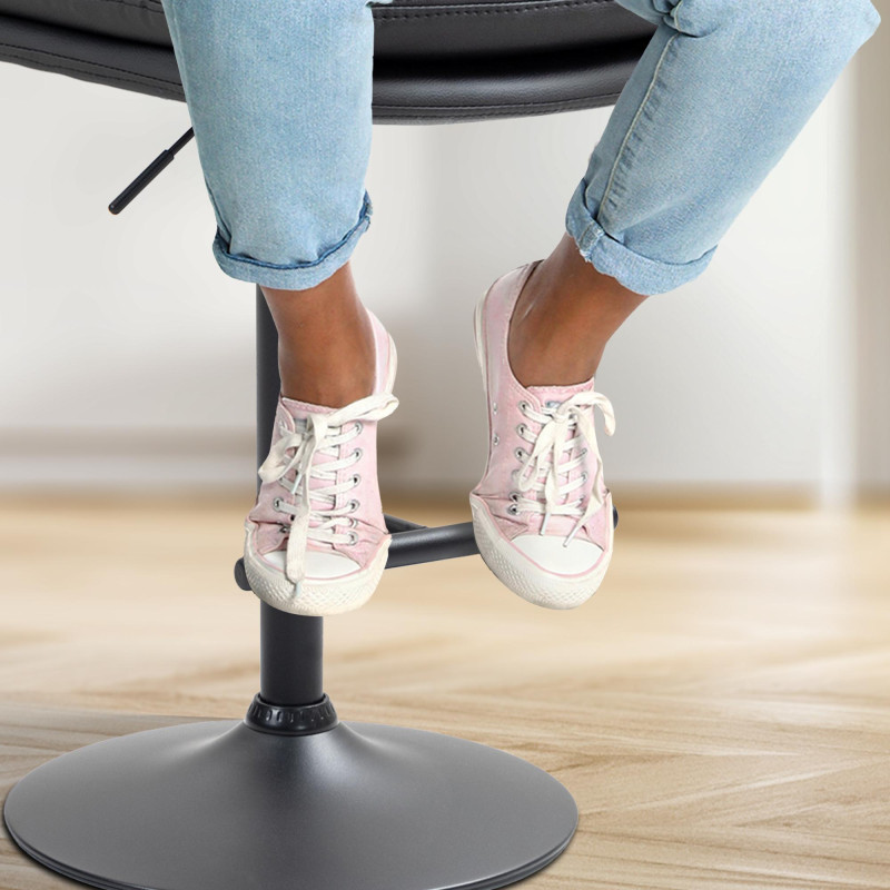 Tabouret de bar Damar, similicuir, noir noir