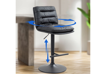 Tabouret de bar Damar, similicuir, noir