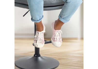 Tabouret de bar Damar, similicuir, noir/gris