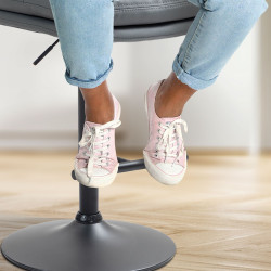 Banqueta de bar Damar, em couro sintético, preto/cinza