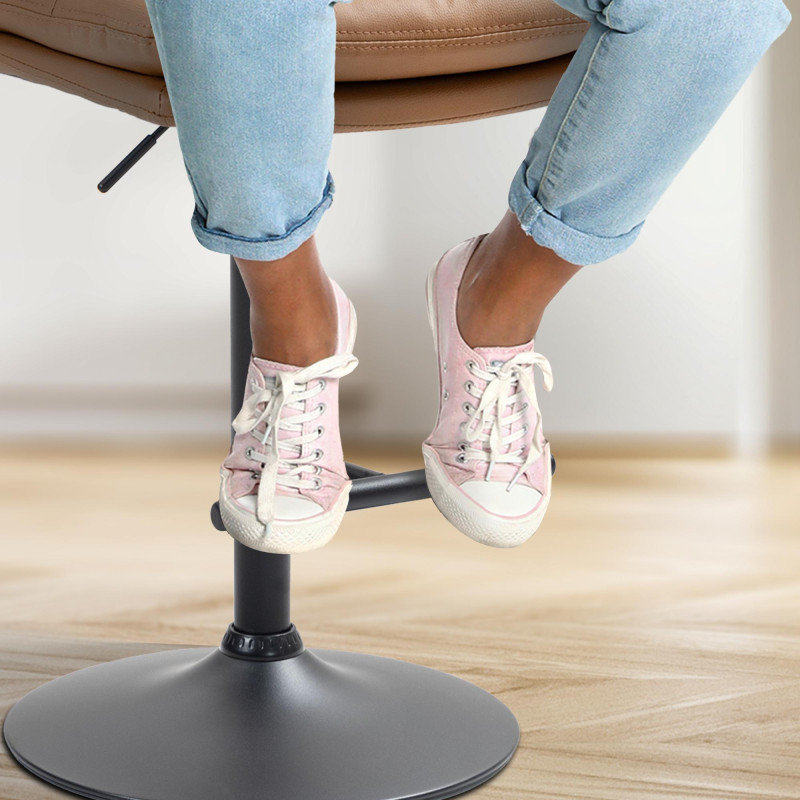 Taburete de bar Damar, piel sintética, negro/marrón claro