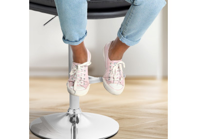 Sgabello da bar Damar, similpelle, cromato, nero