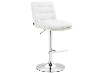 Taburete de bar Damar, piel sintética, cromado, blanco