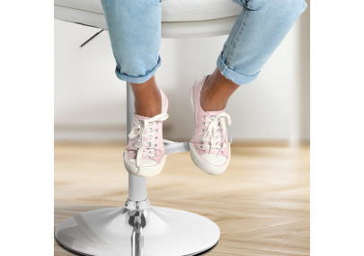 Tabouret de bar Damar, similicuir, chromé, blanc