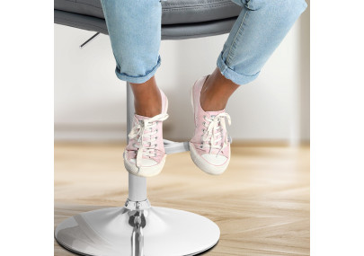 Tabouret de bar Damar, similicuir, gris chromé