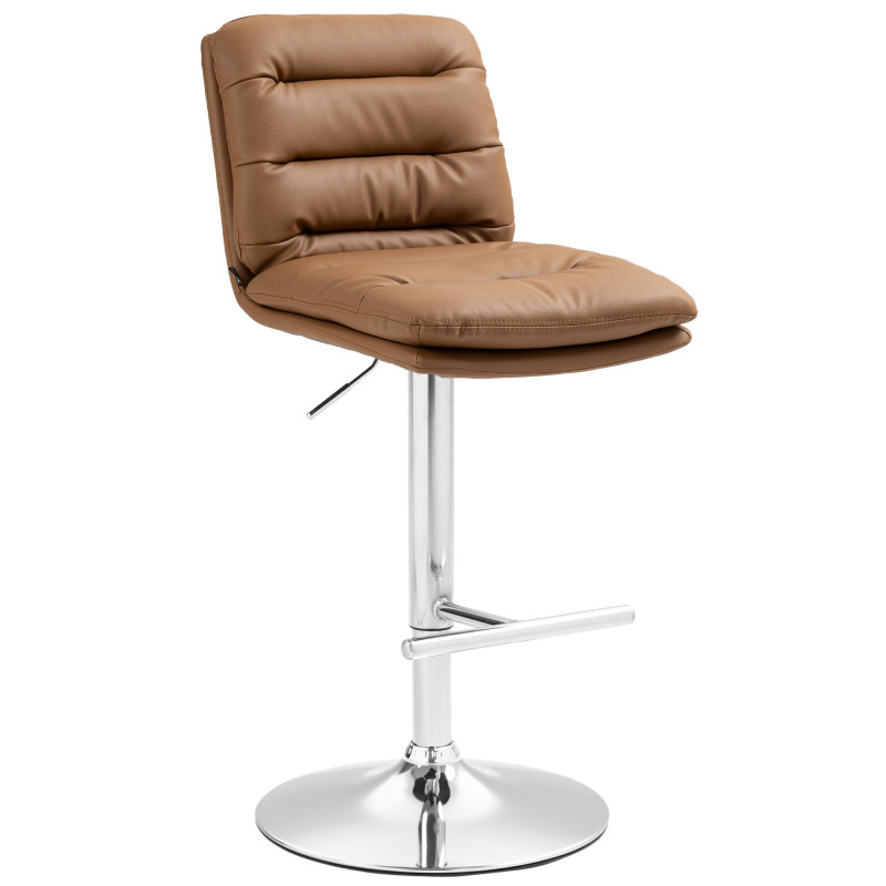 Tabouret de bar Damar, similicuir, chromé brun clair