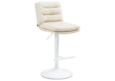 Taburete de bar Damar, piel sintética, blanco/crema