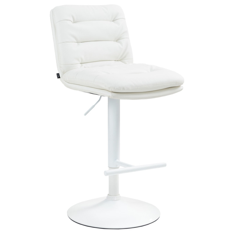 Tabouret de bar Damar, similicuir, blanc blanc