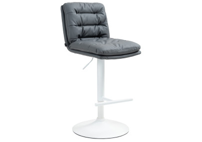 Taburete de bar Damar, piel sintética, blanco/gris