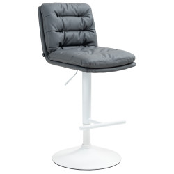 Taburete de bar Damar, piel sintética, blanco/gris