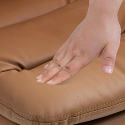 Banqueta de bar Damar, em couro sintético, branca/castanho claro