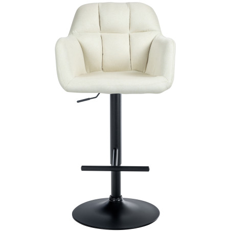 Tabouret de bar Natoma, tissu, noir et crème