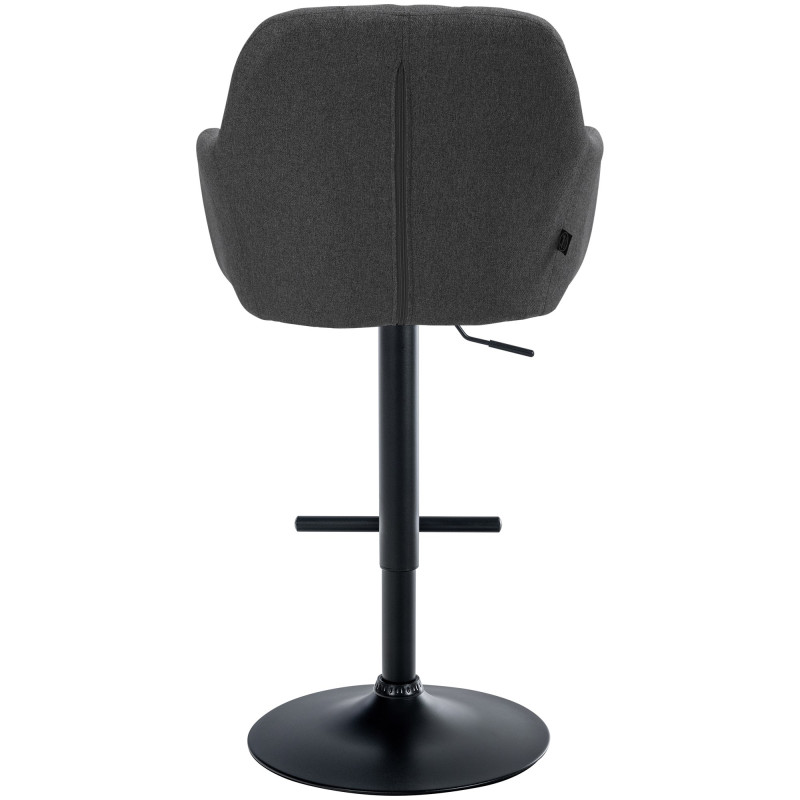 Tabouret de bar Natoma, tissu noir gris foncé