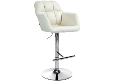 Tabouret de bar Natoma, tissu, chrome, crème