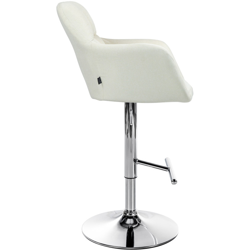 Tabouret de bar Natoma, tissu, chrome crème