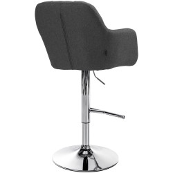 Tabouret de bar Natoma, tissu, chrome gris foncé