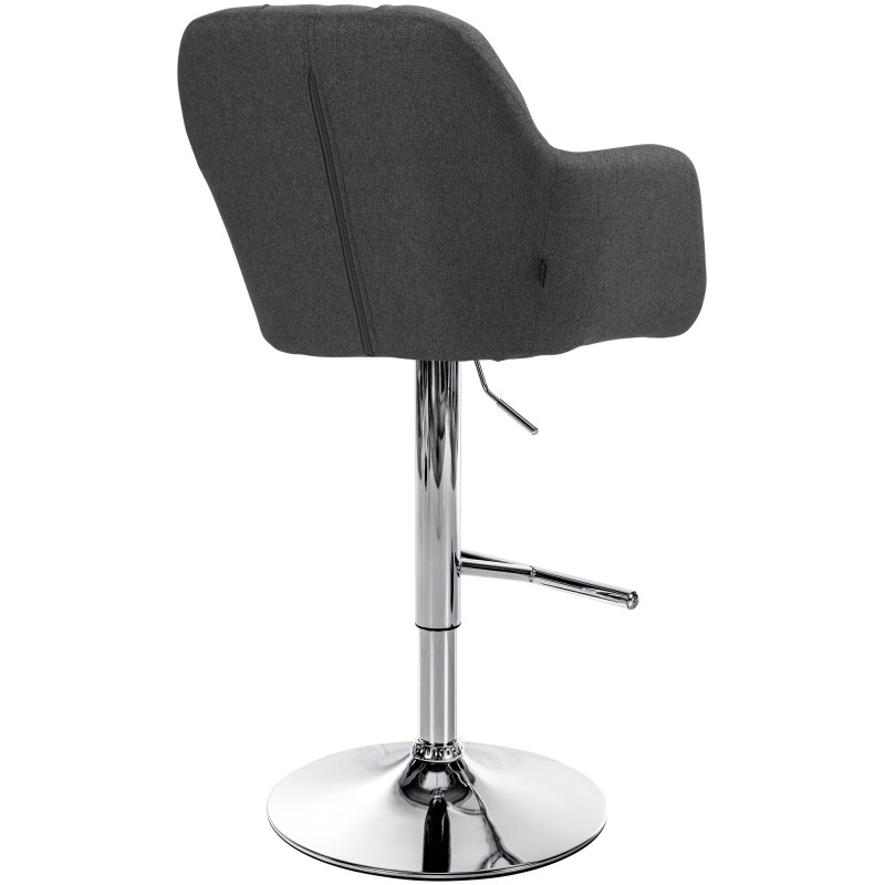 Tabouret de bar Natoma, tissu, chrome, gris foncé