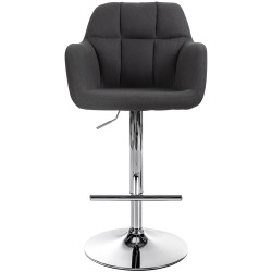 Tabouret de bar Natoma, tissu, chrome noir