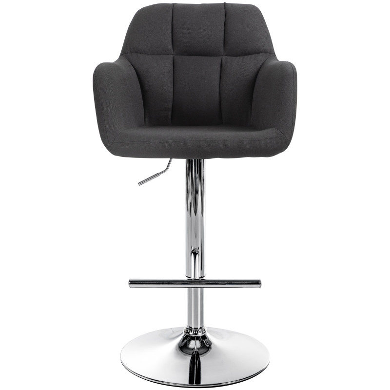 Tabouret de bar Natoma, tissu, chrome, noir