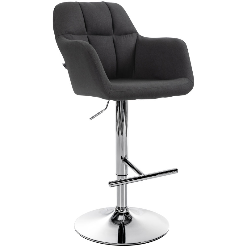 Tabouret de bar Natoma, tissu, chrome noir